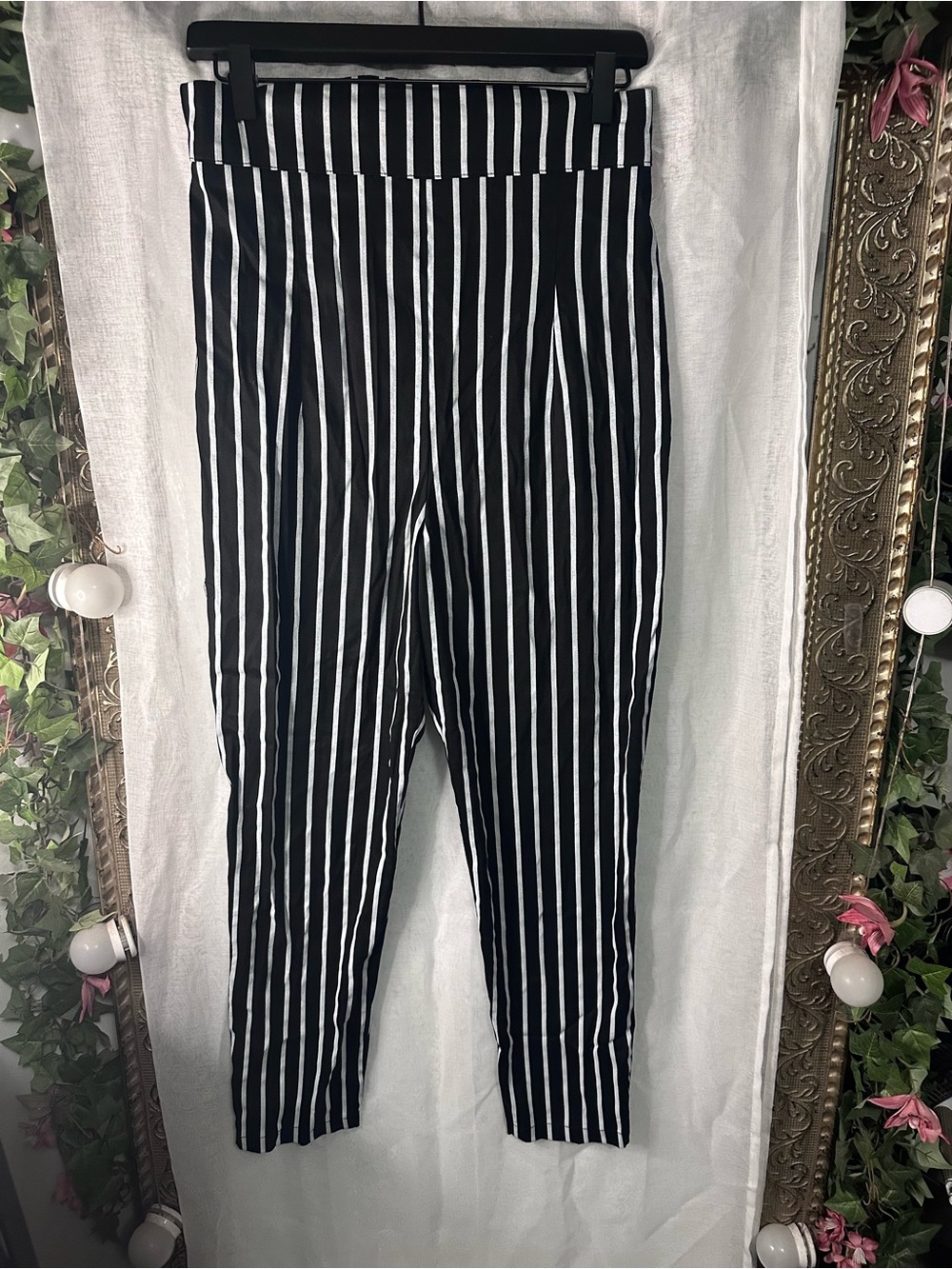 Pinup Couture Black and White Stripe Cropped Pants